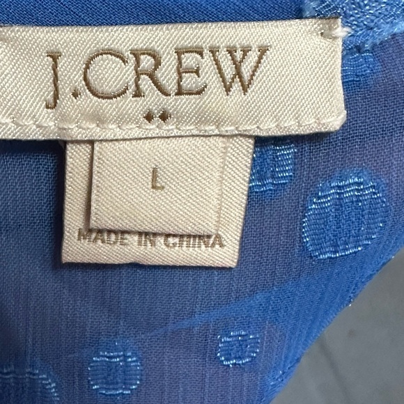 J.Crew Factory Women's Blue  Chiffon Peasant Blouse Clip-Dot Keyhole  🌟 - Picture 10 of 13